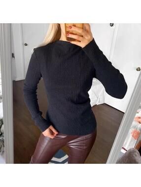 Zara Mock Neck Asymmetrical Knit Top